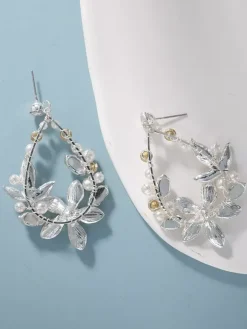 Wedding Earrings Rhinestone Metal Pierced Bridal Jewelry