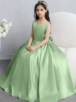 Wedding Flower Girl Dresses Special Occasion Dresses Champagne Sleeveless Bows