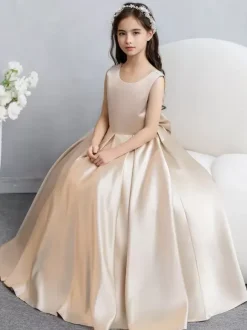 Wedding Flower Girl Dresses Special Occasion Dresses Champagne Sleeveless Bows