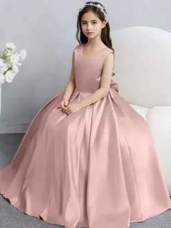 Wedding Flower Girl Dresses Special Occasion Dresses Champagne Sleeveless Bows