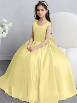 Wedding Flower Girl Dresses Special Occasion Dresses Champagne Sleeveless Bows