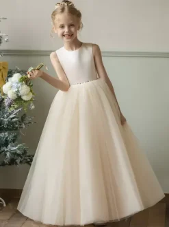 Wedding Flower Girl Dresses Special Occasion Dresses Champagne Sleeveless Bows