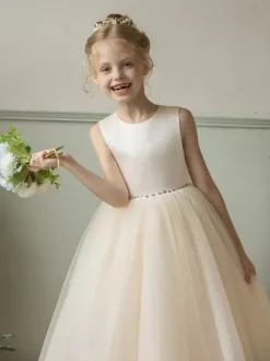 Wedding Flower Girl Dresses Special Occasion Dresses Champagne Sleeveless Bows
