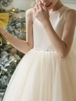 Wedding Flower Girl Dresses Special Occasion Dresses Champagne Sleeveless Bows