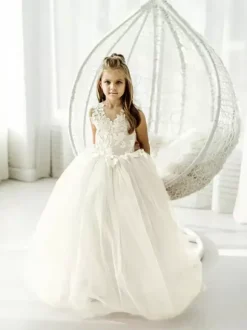 Wedding Flower Girl Dresses Special Occasion Dresses Ivory Sleeveless Applique