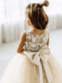 Wedding Flower Girl Dresses Special Occasion Dresses Ivory Sleeveless Applique