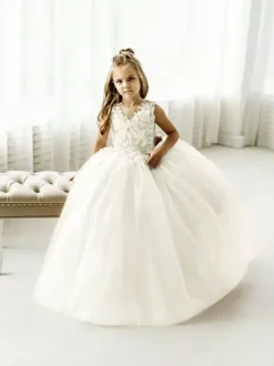 Wedding Flower Girl Dresses Special Occasion Dresses Ivory Sleeveless Applique