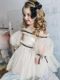 Wedding Flower Girl Dresses Special Occasion Dresses Nude Long Sleeves Ruffles