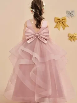 Wedding Flower Girl Dresses Special Occasion Dresses Pink Sleeveless Bows