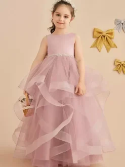 Wedding Flower Girl Dresses Special Occasion Dresses Pink Sleeveless Bows
