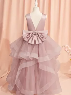Wedding Flower Girl Dresses Special Occasion Dresses Pink Sleeveless Bows