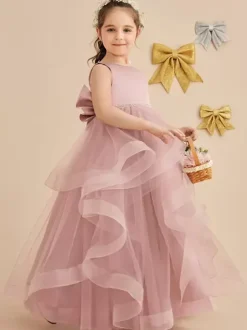 Wedding Flower Girl Dresses Special Occasion Dresses Pink Sleeveless Bows