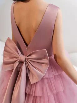 Wedding Flower Girl Dresses Special Occasion Dresses Fuchsia Pink Sleeveless Bows