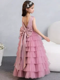 Wedding Flower Girl Dresses Special Occasion Dresses Fuchsia Pink Sleeveless Bows