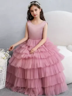Wedding Flower Girl Dresses Special Occasion Dresses Fuchsia Pink Sleeveless Bows