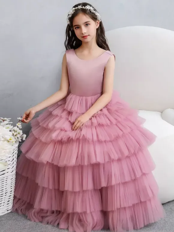 Wedding Flower Girl Dresses Special Occasion Dresses Fuchsia Pink Sleeveless Bows
