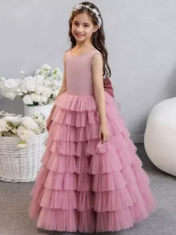 Wedding Flower Girl Dresses Special Occasion Dresses Fuchsia Pink Sleeveless Bows