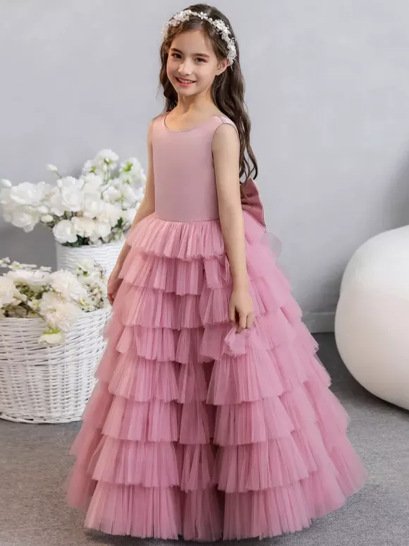 Wedding Flower Girl Dresses Special Occasion Dresses Fuchsia Pink Sleeveless Bows