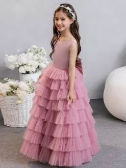 Wedding Flower Girl Dresses Special Occasion Dresses Fuchsia Pink Sleeveless Bows