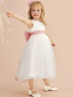 Wedding Flower Girl Dresses Special Occasion Dresses Ivory Sleeveless Sash