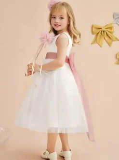 Wedding Flower Girl Dresses Special Occasion Dresses Ivory Sleeveless Sash