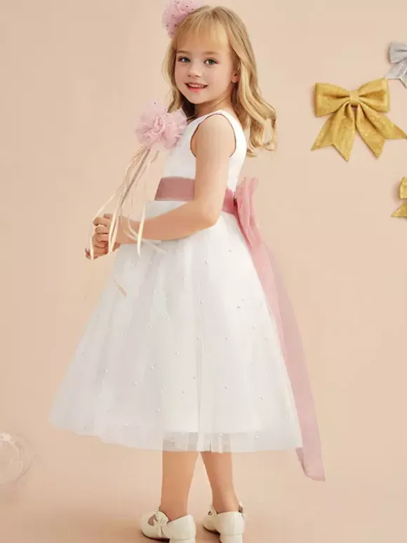 Wedding Flower Girl Dresses Special Occasion Dresses Ivory Sleeveless Sash