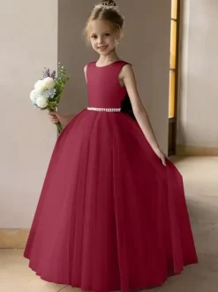 Wedding Flower Girl Dresses Special Occasion Dresses Lotus Pink Sleeveless Bows