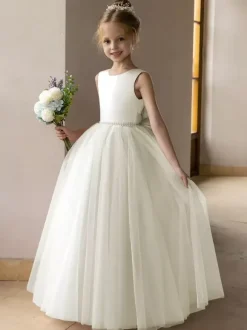 Wedding Flower Girl Dresses Special Occasion Dresses Lotus Pink Sleeveless Bows