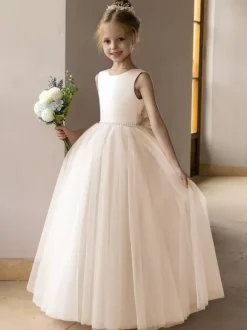 Wedding Flower Girl Dresses Special Occasion Dresses Lotus Pink Sleeveless Bows