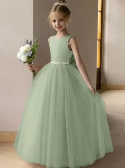 Wedding Flower Girl Dresses Special Occasion Dresses Lotus Pink Sleeveless Bows