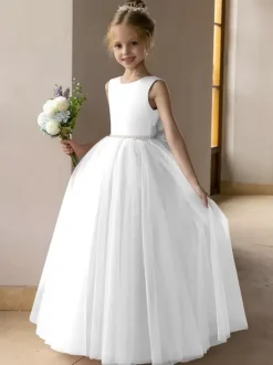 Wedding Flower Girl Dresses Special Occasion Dresses Lotus Pink Sleeveless Bows