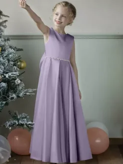 Wedding Flower Girl Dresses Special Occasion Dresses Blue Gray Sleeveless Bows