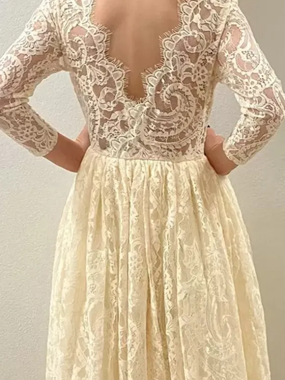 Wedding Flower Girl Dresses Special Occasion Dresses White Long Sleeves Cut Out