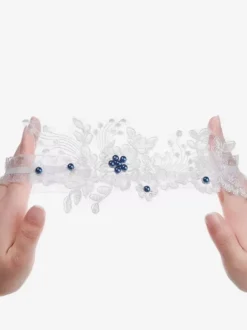 Wedding Garters for Bride Party Blue Floral Lace Thigh Garter Bridal Accossories