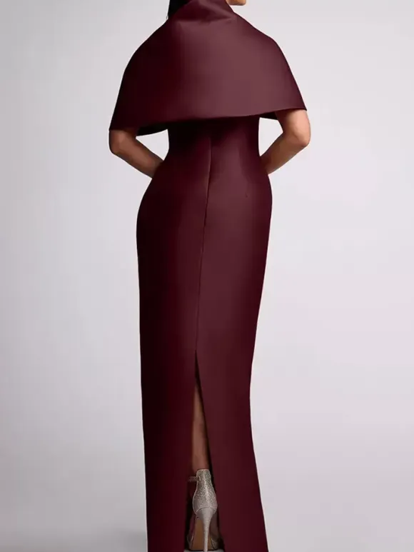 Wedding Guest Dress Beaded Floor-Length Mother Of Birde Dress With Removable Cape