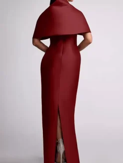 Wedding Guest Dress Beaded Floor-Length Mother Of Birde Dress With Removable Cape