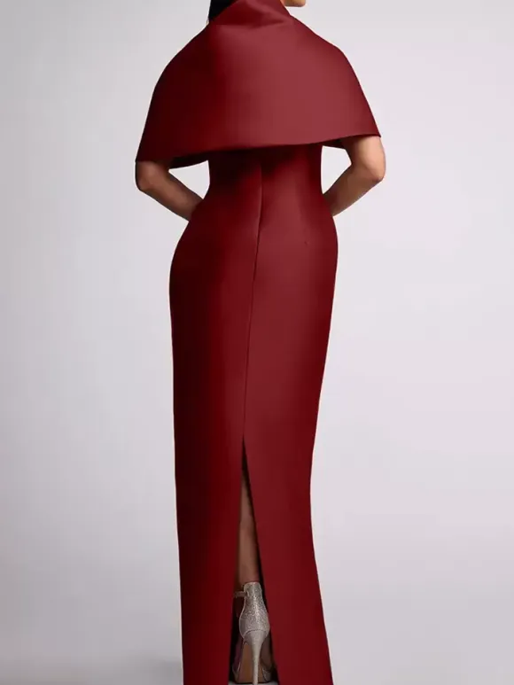 Wedding Guest Dress Beaded Floor-Length Mother Of Birde Dress With Removable Cape