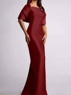 Wedding Guest Dress Beaded Floor-Length Mother Of Birde Dress With Removable Cape