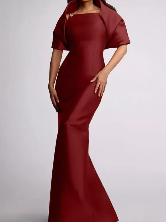 Wedding Guest Dress Beaded Floor-Length Mother Of Birde Dress With Removable Cape