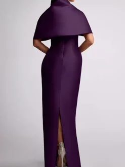 Wedding Guest Dress Beaded Floor-Length Mother Of Birde Dress With Removable Cape