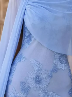 Wedding Guest Dresses Ball Gown Designed Neckline Chiffon Half Sleeves Lace Mother Dress