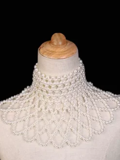 Wedding Necklaces Ivory Ivory Round Brilliant Layered Chain Imitation Pearl 16 Inches & Under Wedding Necklace
