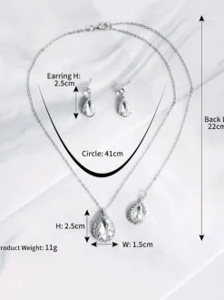 Wedding Necklaces Silver Pear Shaped Rhinestone Wedding Necklace