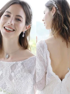 Wedding Necklaces Silver Pear Shaped Rhinestone Wedding Necklace