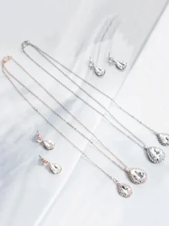 Wedding Necklaces Silver Pear Shaped Rhinestone Wedding Necklace