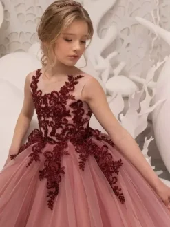 Wedding Party Dresses Beautiful Wedding Wedding Flower Girl Dress Flower Girl Dresses Kids Party Dress Sleeveless Lace Blush Pink