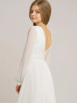 Wedding Party Dresses Wedding Beautiful Flower Girl Dress Flower Girl Dresses Dinner Dresses Long Sleeves Lace Ivory
