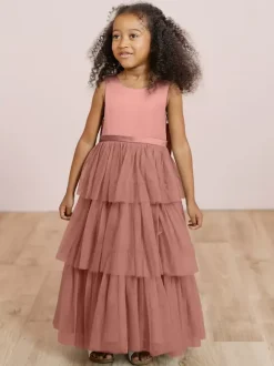 Wedding Party Dresses Wedding Sweet Dinner Dresses Flower Girl Dress Flower Girl Dresses Sleeveless Tiered Bows Blue Green