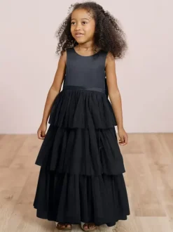 Wedding Party Dresses Wedding Sweet Dinner Dresses Flower Girl Dress Flower Girl Dresses Sleeveless Tiered Bows Blue Green
