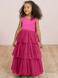 Wedding Party Dresses Wedding Sweet Dinner Dresses Flower Girl Dress Flower Girl Dresses Sleeveless Tiered Bows Blue Green